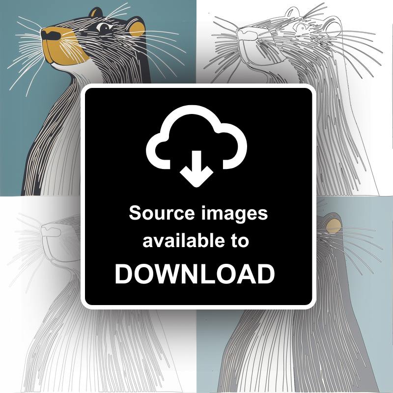 Cute Capybara   Linoprint-Style Art (1195-1)