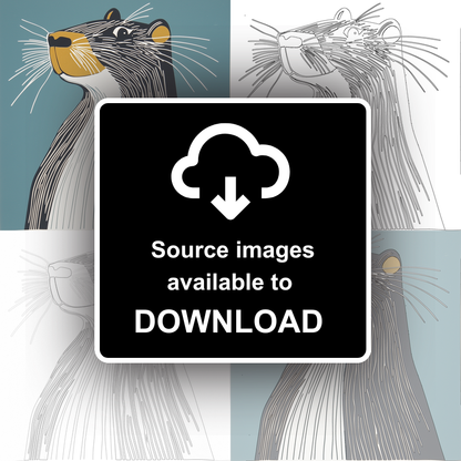 Cute Capybara   Linoprint-Style Art (1195-1)