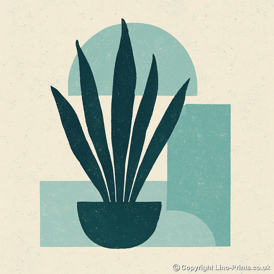Flowers and Plants Linoprint-Style Art (c523)