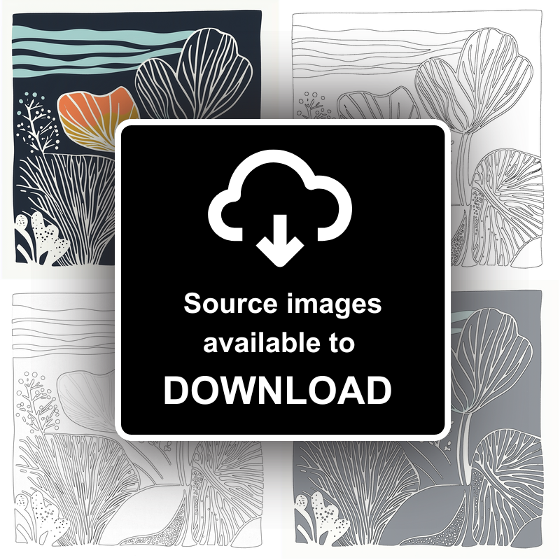 Organic patterns Linoprint-Style Art (1124-1)
