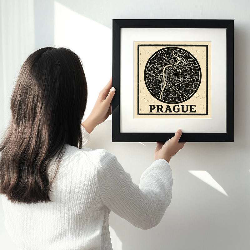 Maps Linoprint-Style Art (c26)