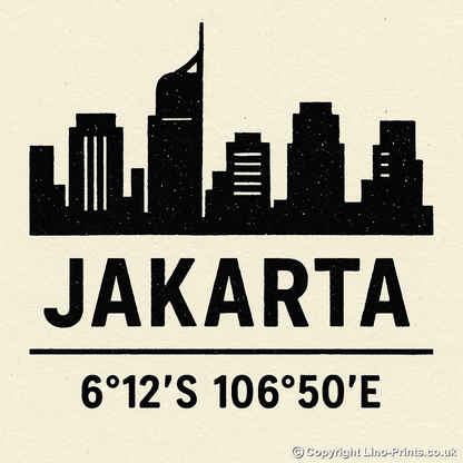 Place Coordinates Linoprint-Style Art (c276)