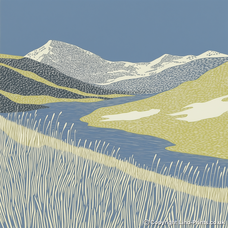 Angle Tarn Pikes view Linoprint-Style Art (2357-3)