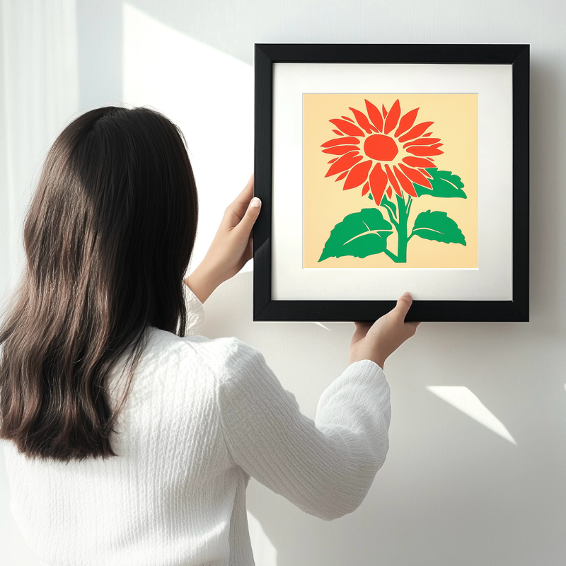Sunflower Linoprint-Style Art (1681-1)