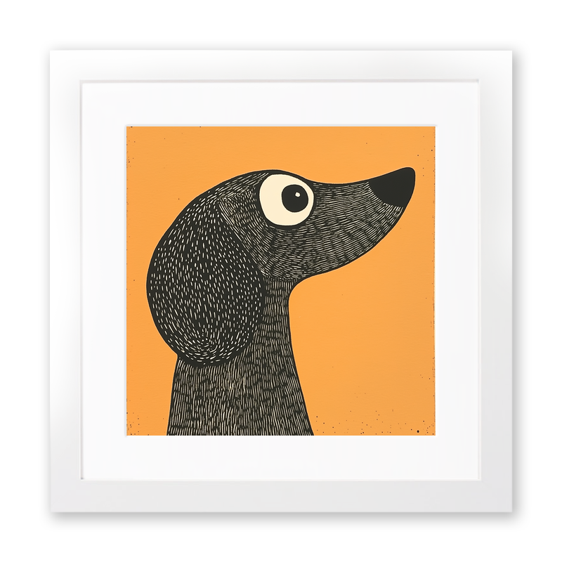 Beagle Linoprint-Style Art (1448-1)