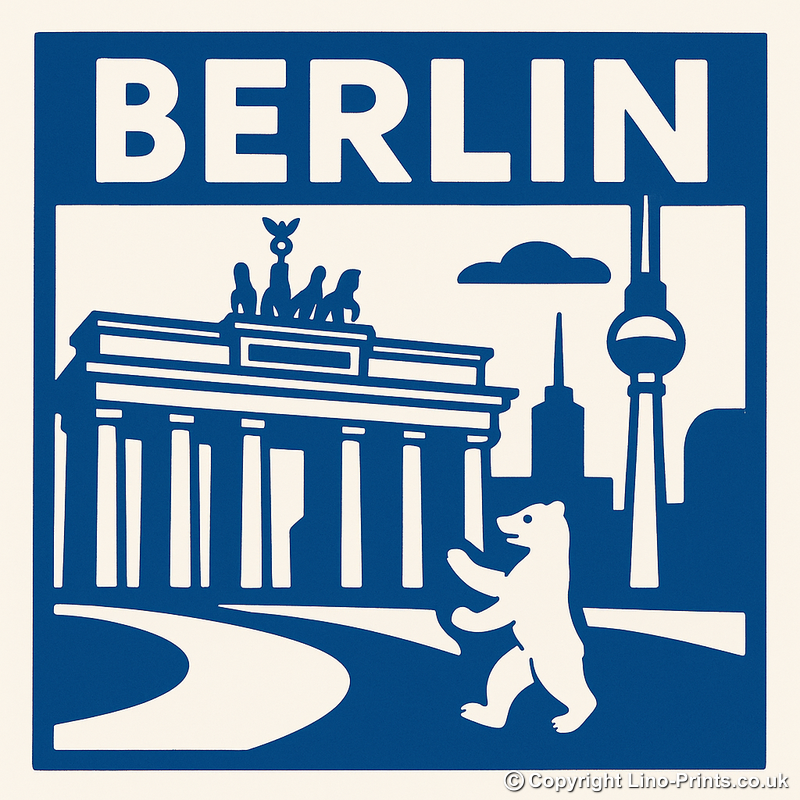 Cities Linoprint-Style Art (c234)