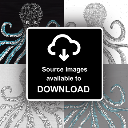 Octopus with swirling tentacles Linoprint-Style Art (726-1)