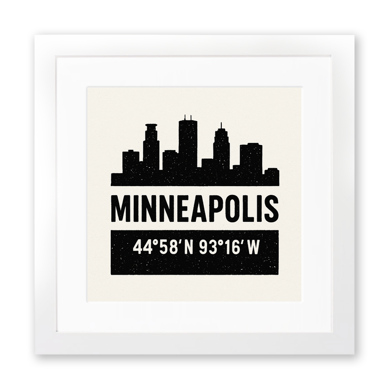 Place Coordinates Linoprint-Style Art (c312)