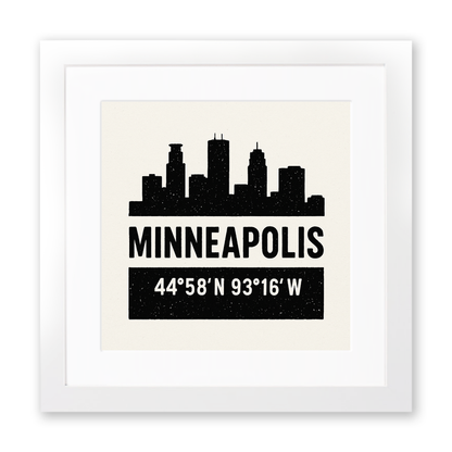 Place Coordinates Linoprint-Style Art (c312)