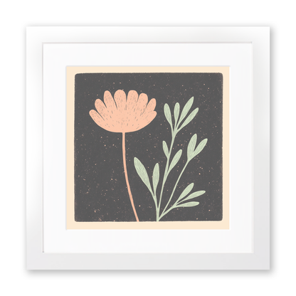 Nigella (Love-in-a-Mist) Linoprint-Style Art (1535-1)