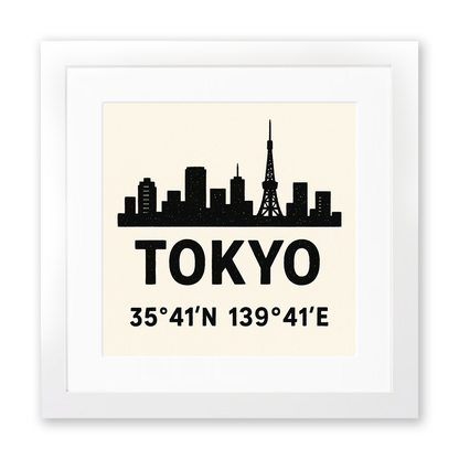 Place Coordinates Linoprint-Style Art (c346)