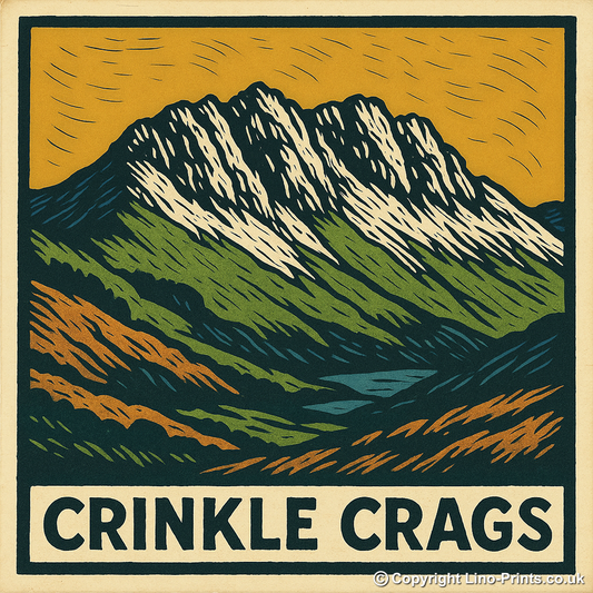 Mountains Linoprint-Style Art (c383)