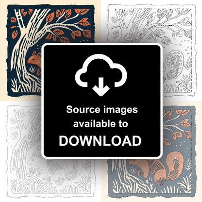 Cute Squirrel Linoprint-Style Art (81-2)