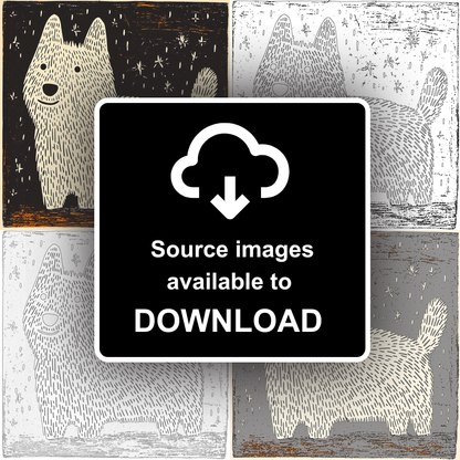 West Highland White Terrier Linoprint-Style Art (1492-1)