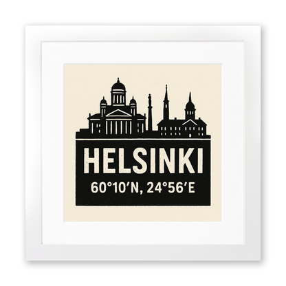 Place Coordinates Linoprint-Style Art (c297)