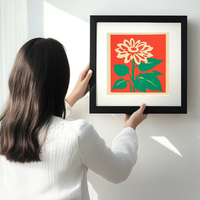 Tithonia (Mexican Sunflower) Linoprint-Style Art (1683-1)