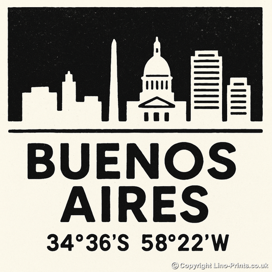 Place Coordinates Linoprint-Style Art (c281)