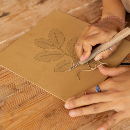 Flowers and Plants Linoprint-Style Art (c495)