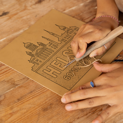 Place Coordinates Linoprint-Style Art (c297)