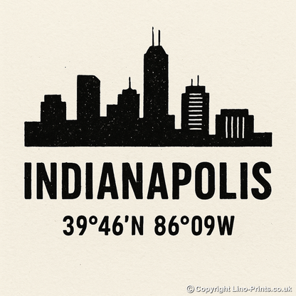 Place Coordinates Linoprint-Style Art (c262)