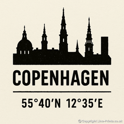 Place Coordinates Linoprint-Style Art (c298)