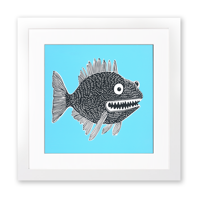 Anglerfish Linoprint-Style Art (742-1)