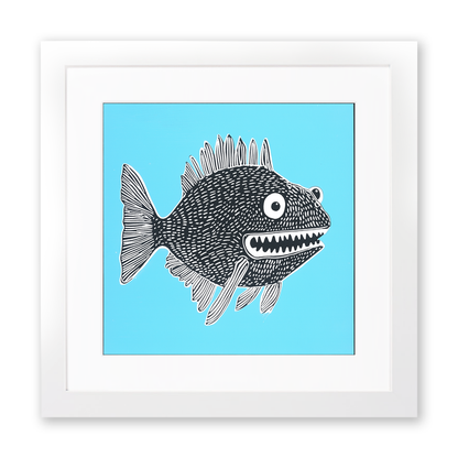 Anglerfish Linoprint-Style Art (742-1)