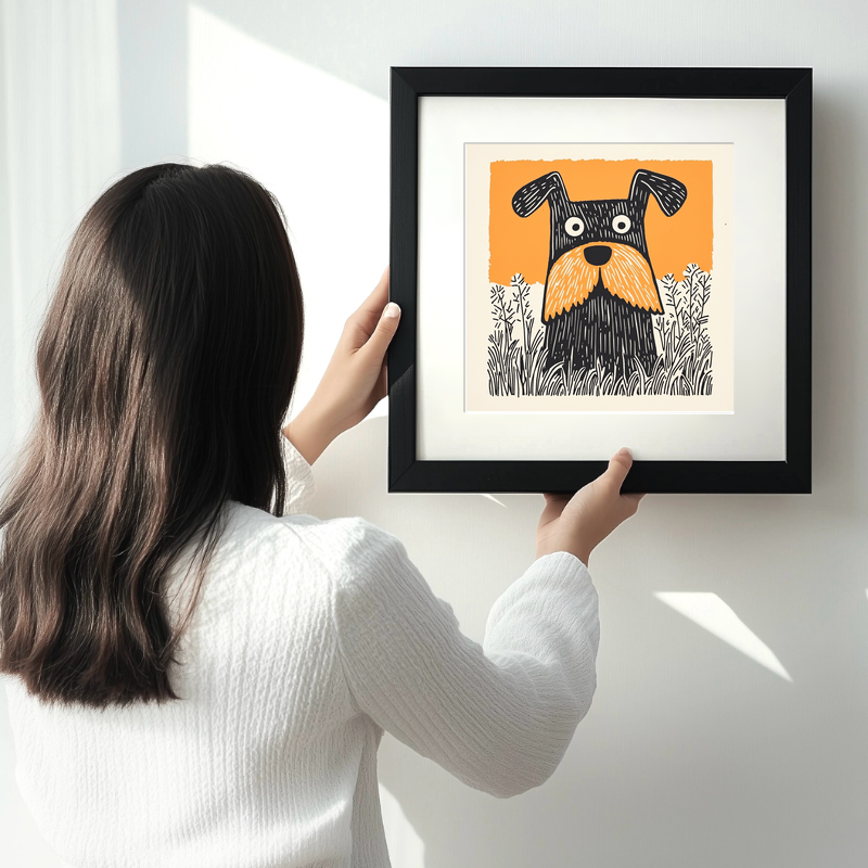 Miniature Schnauzer Linoprint-Style Art (1477-2)