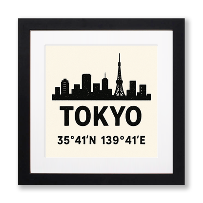 Place Coordinates Linoprint-Style Art (c346)