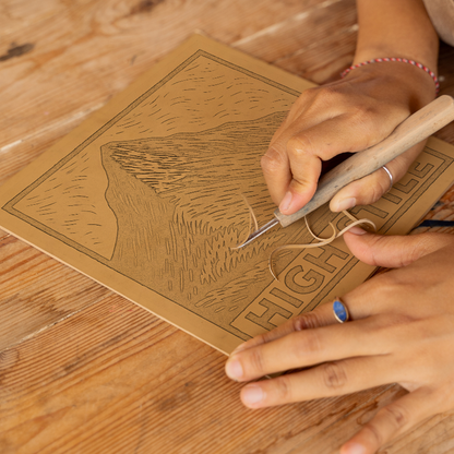 Mountains Linoprint-Style Art (c378)