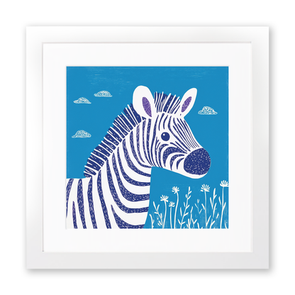 Cute Zebra Foal   Linoprint-Style Art (938-2)