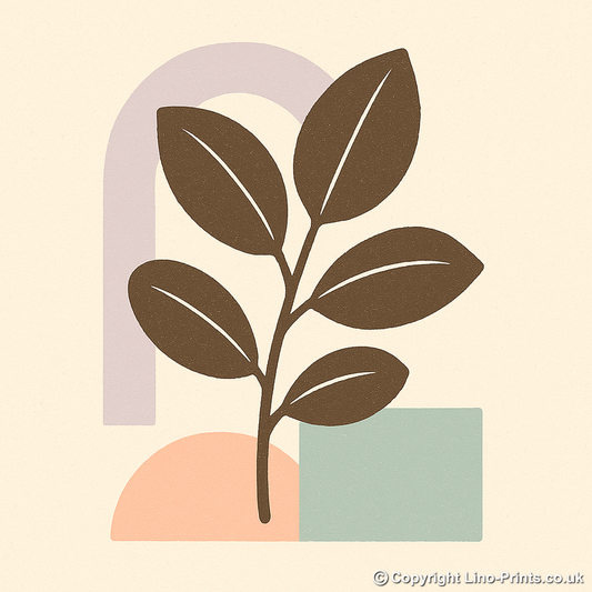 Flowers and Plants Linoprint-Style Art (c515)