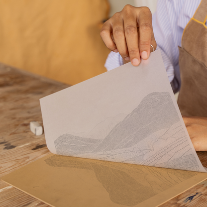 Blencathra skyline in the Lake District Linoprint-Style Art (2364-4)