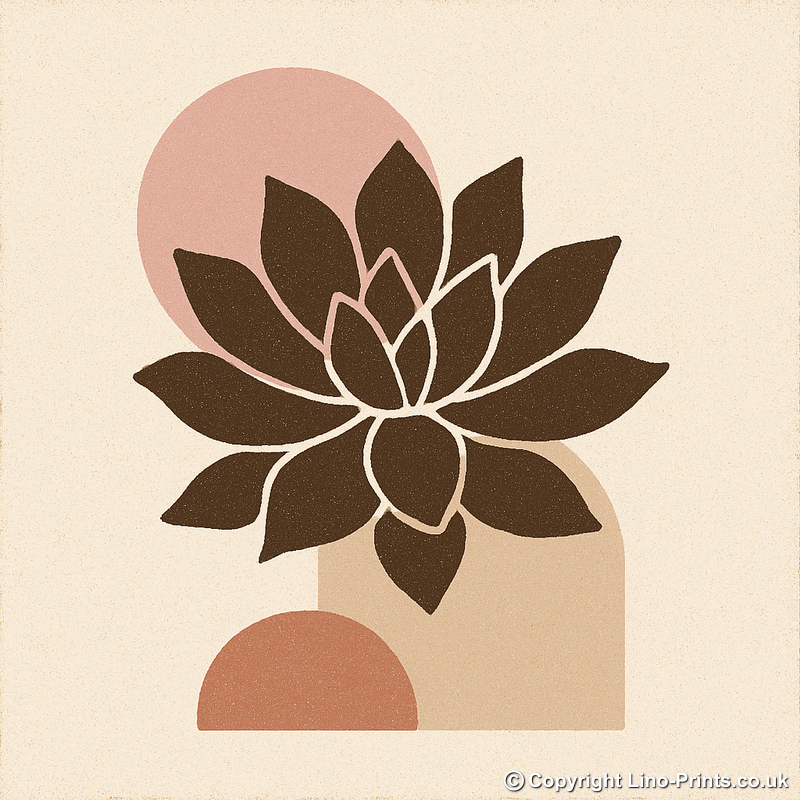 Flowers and Plants Linoprint-Style Art (c497)