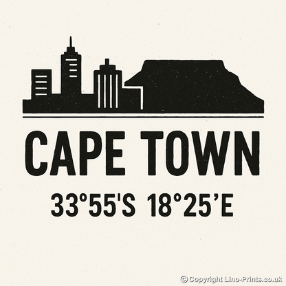 Place Coordinates Linoprint-Style Art (c290)