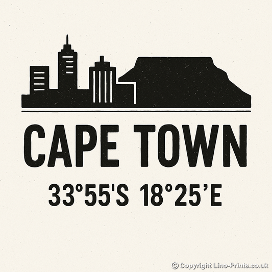 Place Coordinates Linoprint-Style Art (c290)