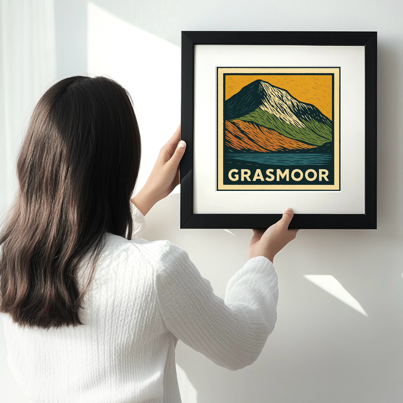 Mountains Linoprint-Style Art (c385)
