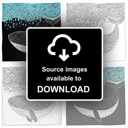 Beluga whale Linoprint-Style Art (744-1)