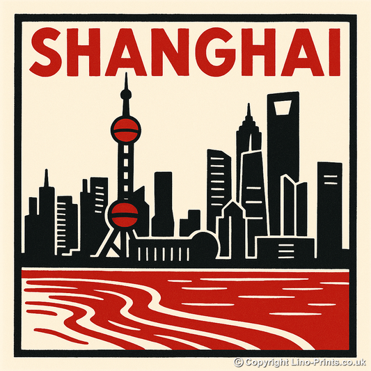 Cities Linoprint-Style Art (c90)