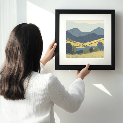 Wetherlam in the Lake District Linoprint-Style Art (2599-1)