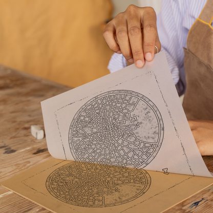 Maps Linoprint-Style Art (c31)