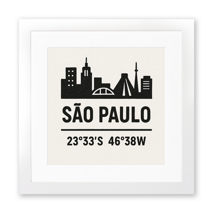 Place Coordinates Linoprint-Style Art (c282)