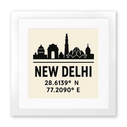 Place Coordinates Linoprint-Style Art (c278)