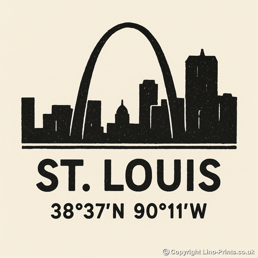 Place Coordinates Linoprint-Style Art (c321)