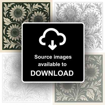Flowers Linoprint-Style Art (c8)