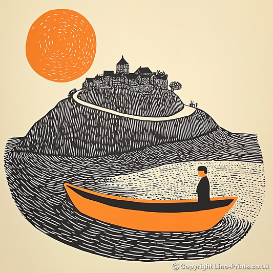 St Michael’s Mount, Cornwall Linoprint-Style Art (194-1)