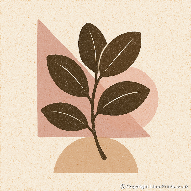 Flowers and Plants Linoprint-Style Art (c495)
