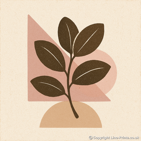 Flowers and Plants Linoprint-Style Art (c495)