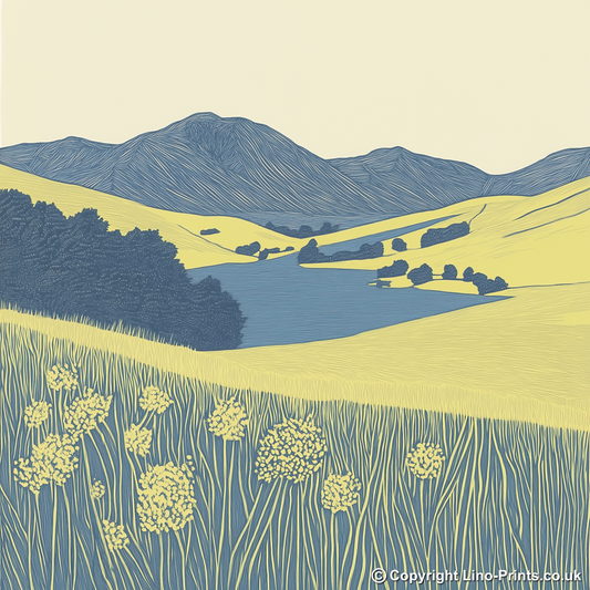 Latrigg in the Lake District Linoprint-Style Art (2475-1)