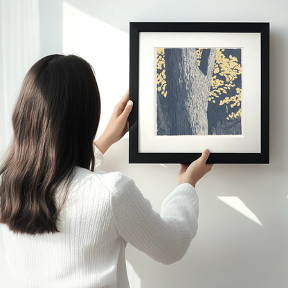 Bark texture on an old tree Linoprint-Style Art (2360-1)